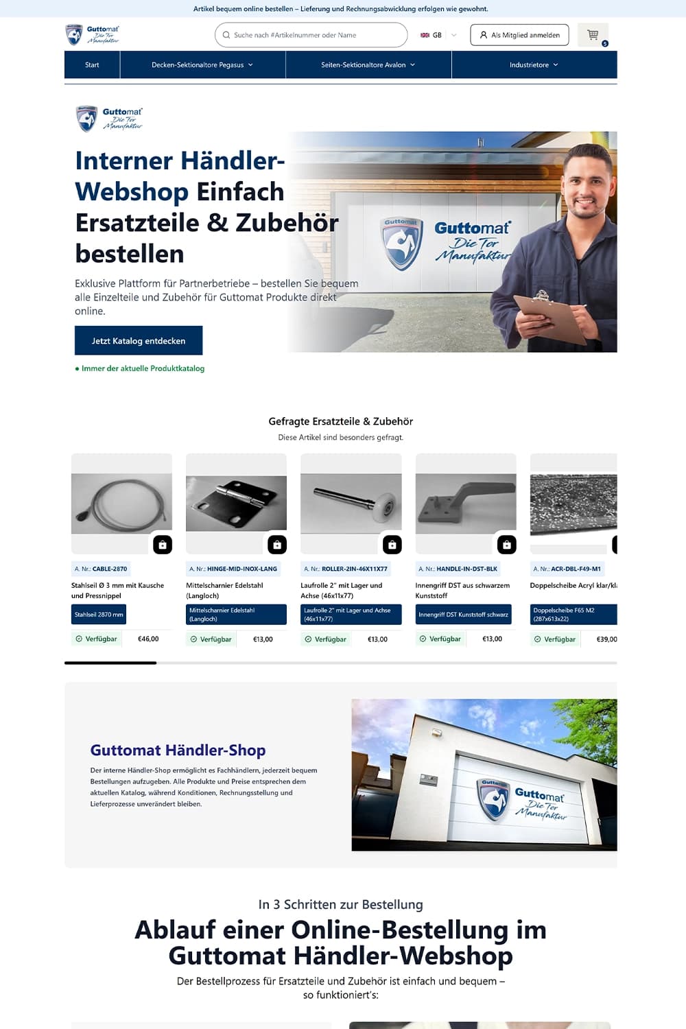 Listenansicht des Guttomat B2B-Katalogs